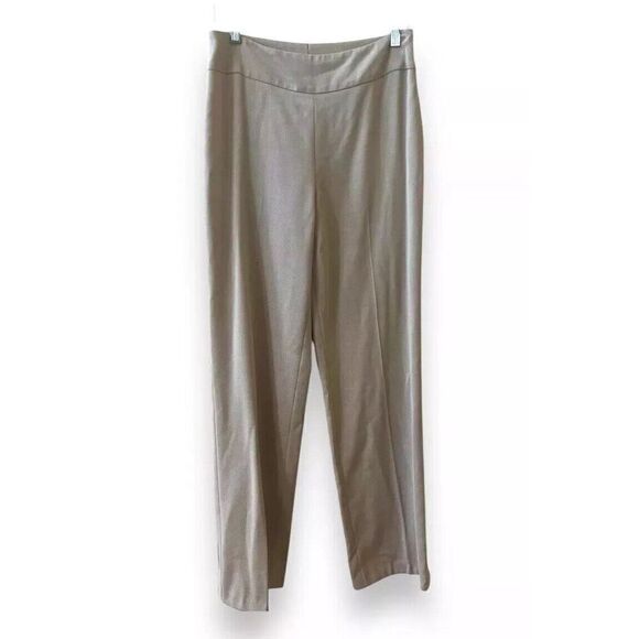 Akris Wool Straight Leg Flat Front Pants Size 8 Side Zip Tan Khaki Business - Picture 1 of 10